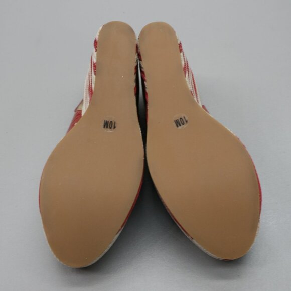 Michael Kors Ladies 10 Red Patent Leather Peep-toe Platform Wedge Heels Shoes - Picture 9 of 12